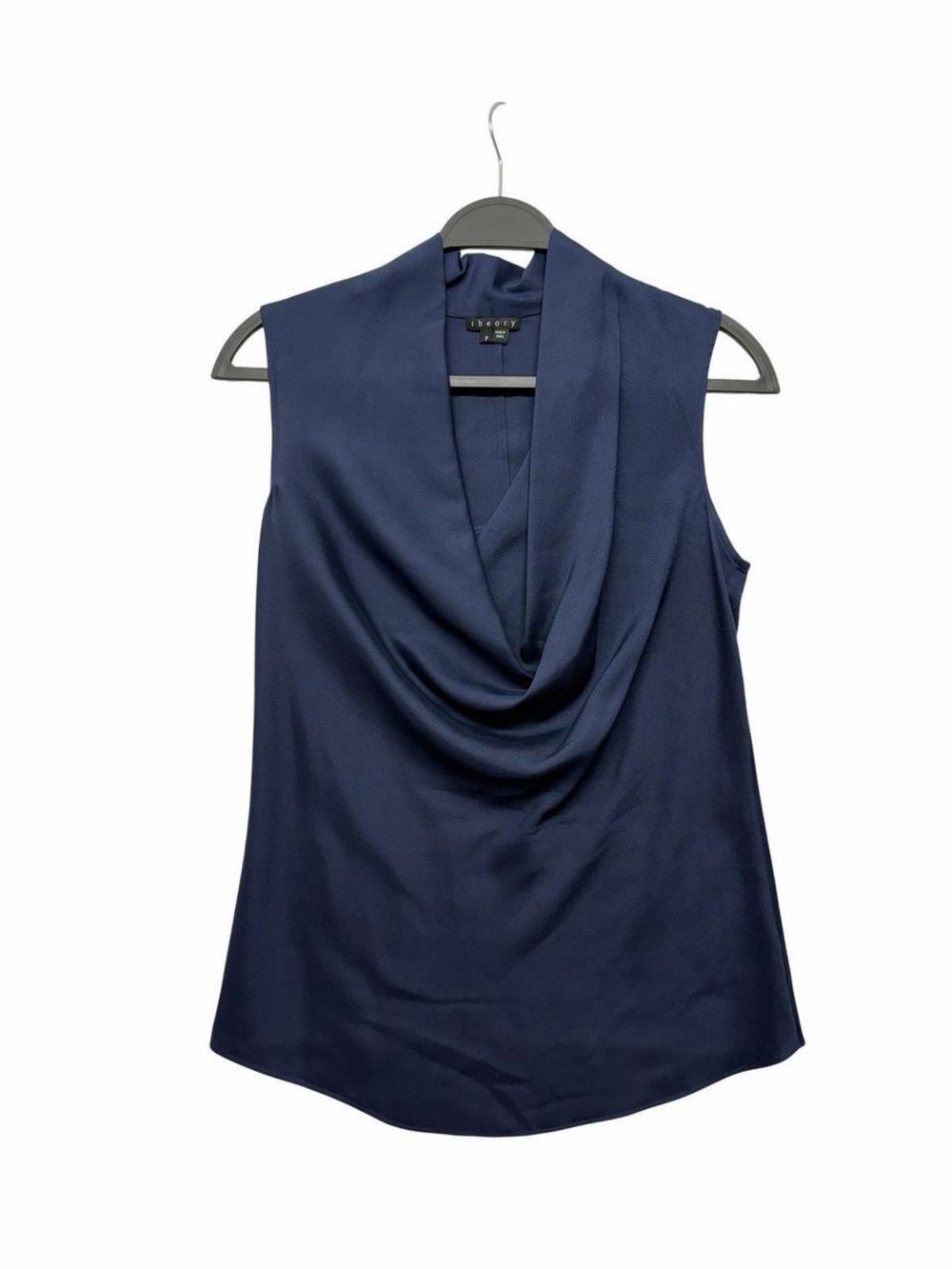 Theory Navy Sleeveless Cowl Neck Blouse Top